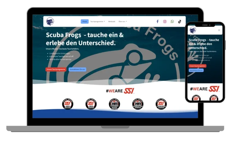 Referenz Website Tauchschule – professionelle Webseite für Kurse, Sichtbarkeit und Kundenanfragen