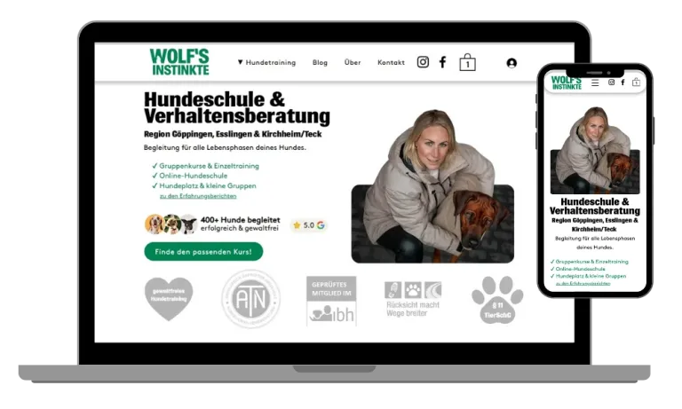 Strategieworkshop Referenz Hundeschule Website – optimierte Webseite und Online Kundengewinnung inkl. Vertriebsprozess